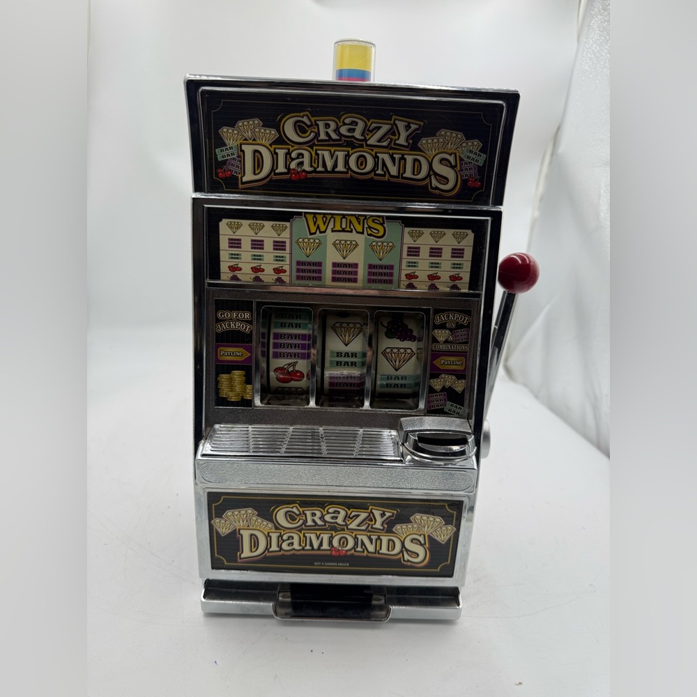 Crazy Diamonds Mini Slot Gaming Machine and Coin Bank.
